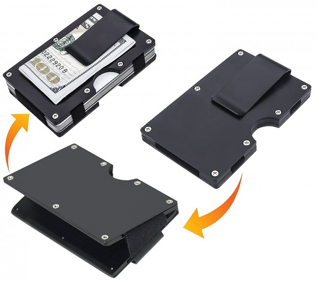 Slim RFID Blocking metal wallet aluminum Credit card holder with