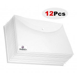 RiaTech 12 Pcs A4 PP Thick PP Clear Document Envelope Folder Organizer (Transparent) 