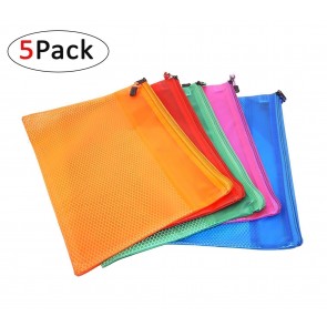 Storite 5 Pieces PVC Water-Resistant Zippered Bag/Storage Pouch, B5-24 cm x 16 cm