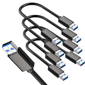 SaiTech IT 4 Pack 20cm Super Speed USB 3.0 Type A Cable – Male to Male USB Cord Short Cable for Hard Drive Enclosures, Laptop Cooling Pad, DVD Players- Black