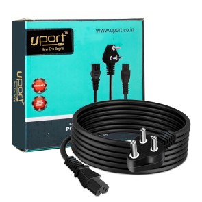 UPORT 3 Meter 3 Pin PC Power Cable IEC Mains Kettle Lead Replacement Cord for Desktop/Monitor/Printer - Black