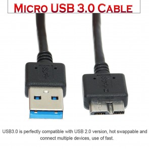 Storite 30cm High Speed Micro USB 3.0 Cable A to Micro B for External & Desktop Hard Drives.