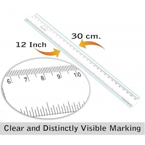 Wholesale Plastic Ruler Scale 12 inch / 30 cm Straight Measuring Tool for Student School, Office