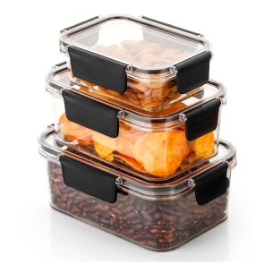 Storite 3-Piece Plastic Food Storage Containers 350ml |1000ml |1700ml |, Airtight & Leakproof With Locking Lids, Microwave & Freezer Safe Meal Prep Containers-Set of 3(Transparent)