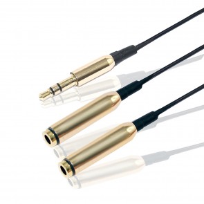 Wholesale 3.5mm Jack 1 Male to 2 Female Stereo Jack Splitter Cable - Golden/Black