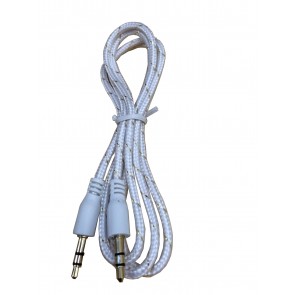 Wholesale 3.5mm Male To Male Woven Fabric Cotton Aux Audio Cable 1M - White